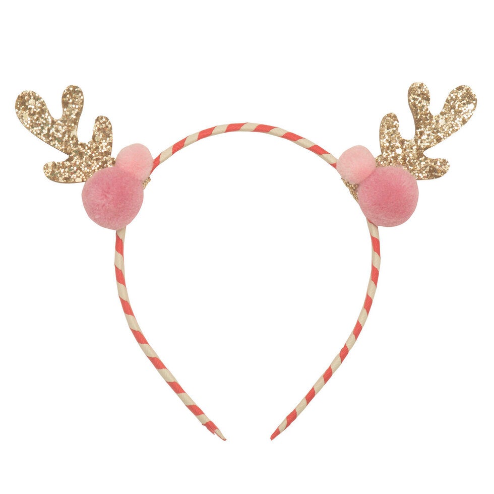 Stripy Pom Pom Reindeer Ears Headband