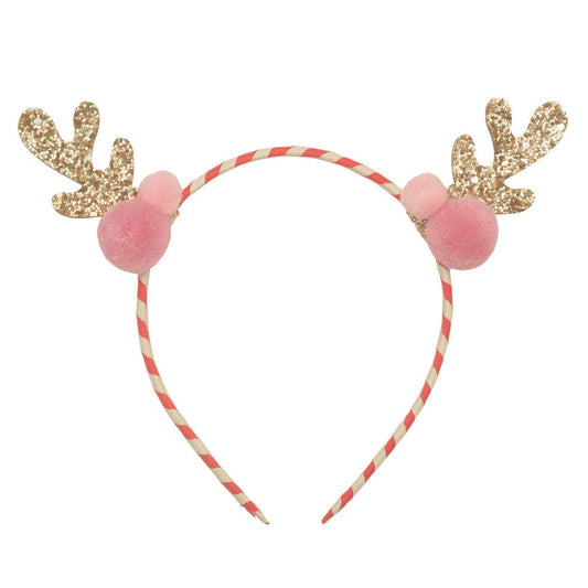 Stripy Pom Pom Reindeer Ears Headband