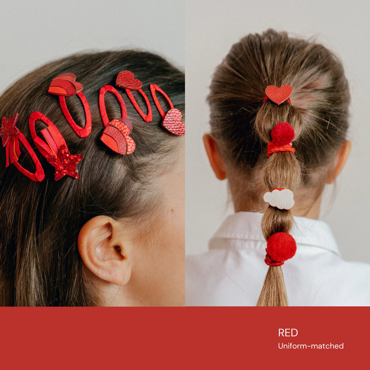Classette, Red School Hair Clips & Bobble Hair Ties