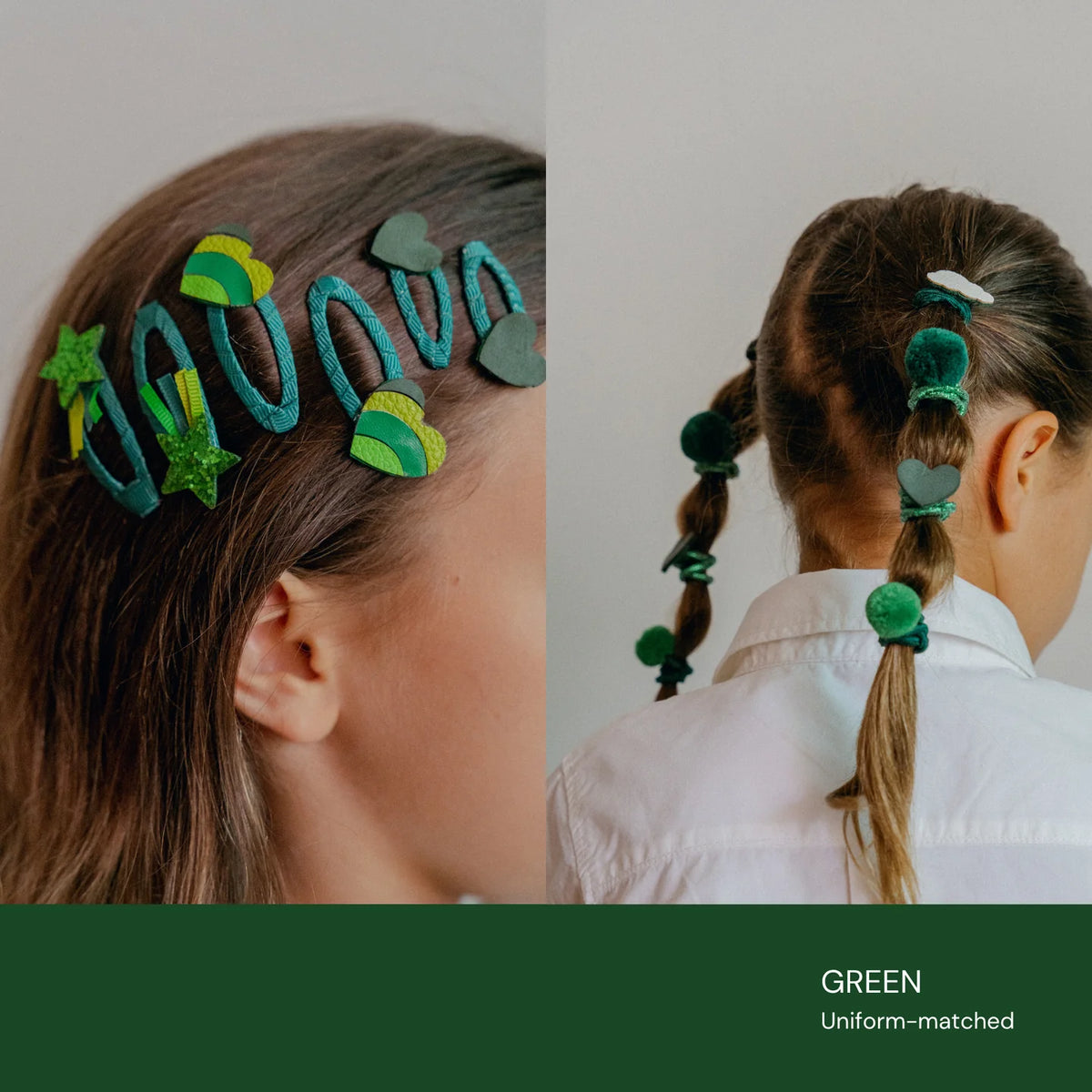 Classette, Green School Hair Clips & Bobble Hair Ties