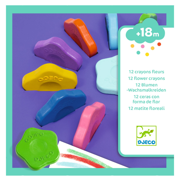 Djeco, 12 Flower-Shaped Crayons for Toddlers
