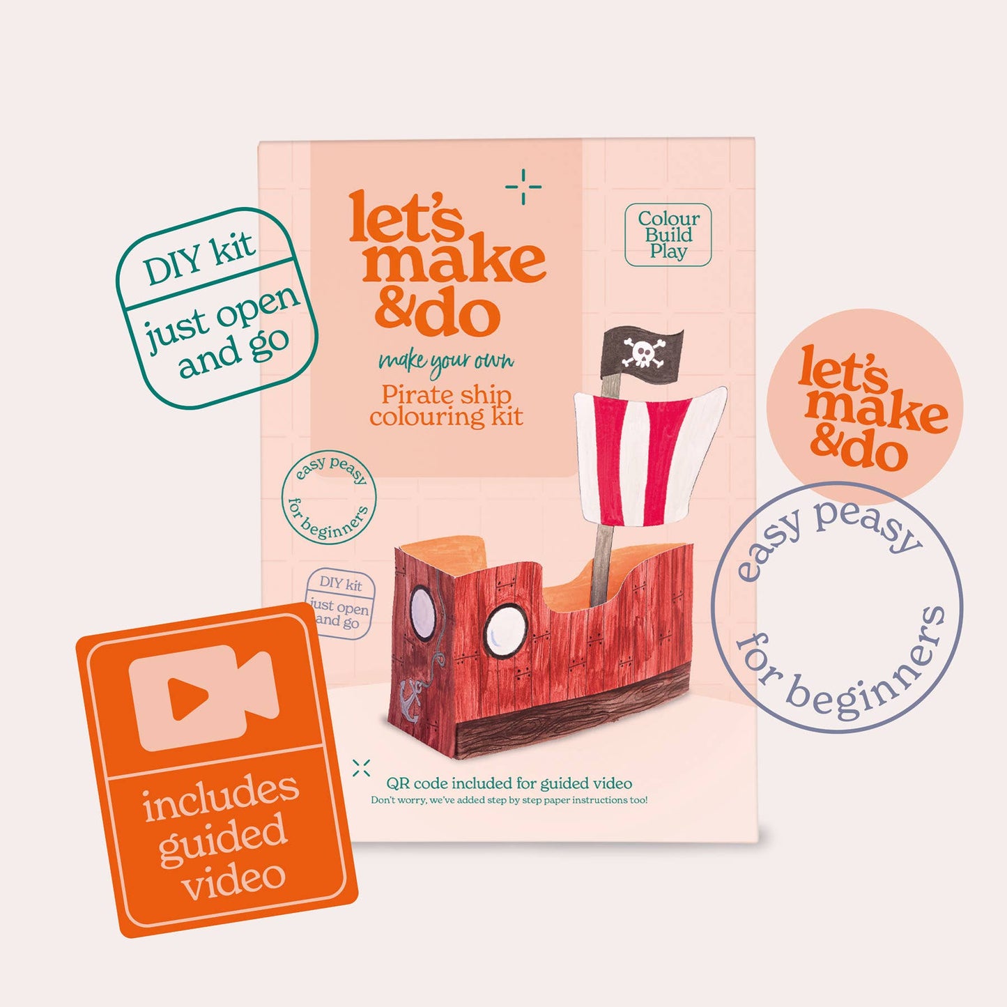 Let's Make & Do, Make Your Own Pirate Ship 3D Kids Colouring Craft Kit