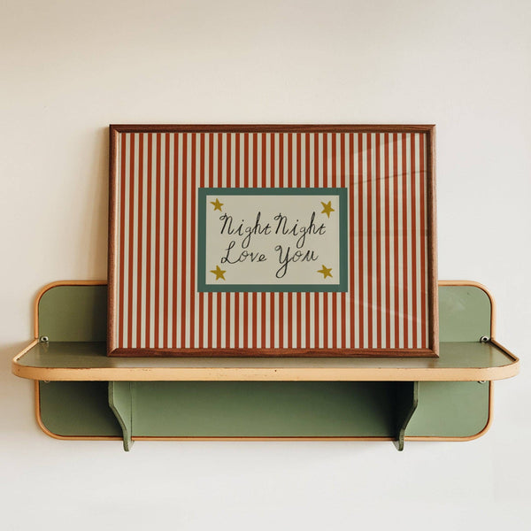 Lune Club - Night Night Love You Striped Print: Rust, Unframed, A3