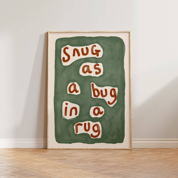 Lune Club - Snug as a Bug Print: Green, Unframed, A3