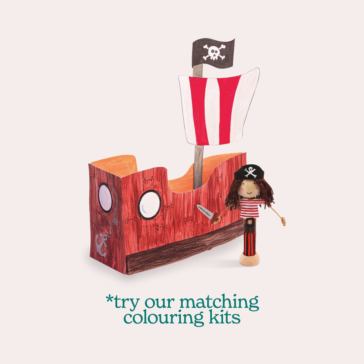 Let's Make & Do, Make Your Own Pirate Craft Kit Wooden Painting Gift Set