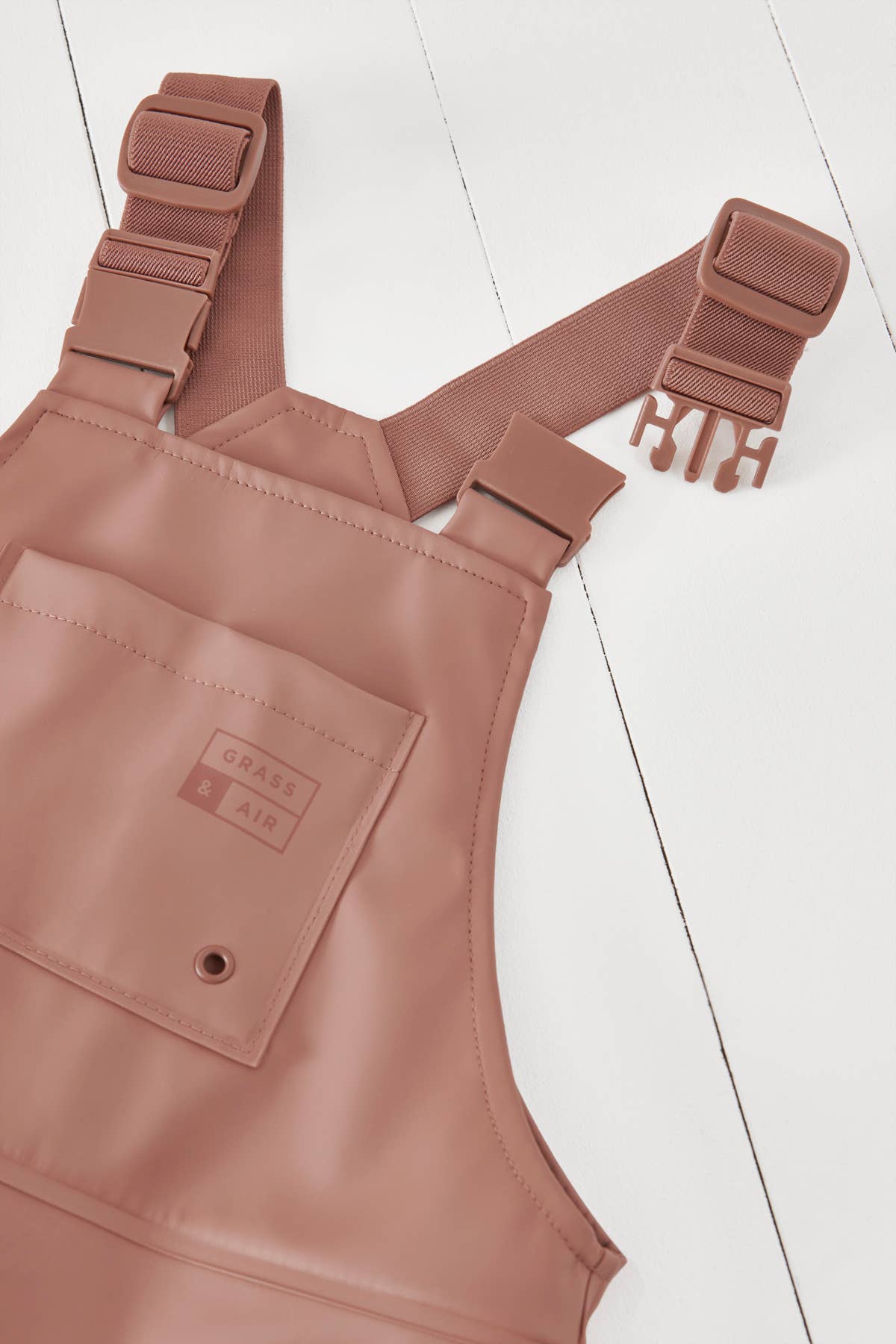 Grass + Air, Waterproof Rain Dungarees, Rose