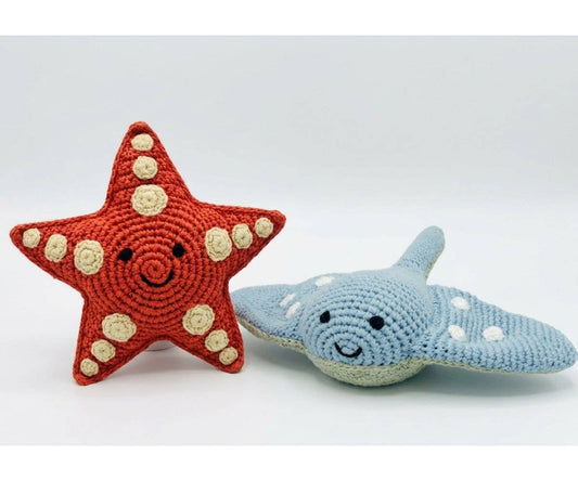 Best Years, Organic Cotton Crochet Starfish Baby Rattle