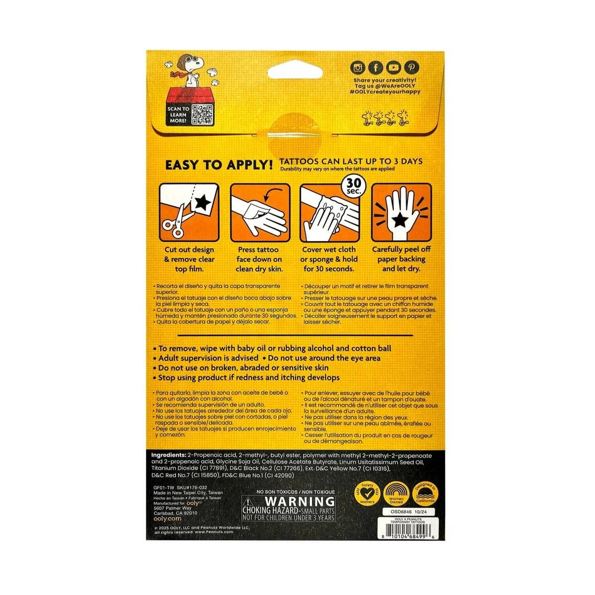 Ooly x Peanuts: Temporary Tattoos (3 Sheets)