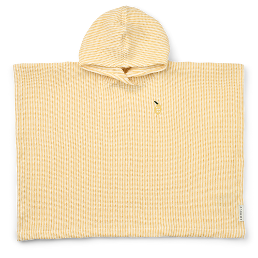 Liewood, Embroidered Organic Cotton Paco Poncho in Lemon