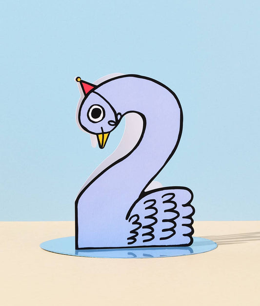 Swan Shaped Card 2nd Birthday Kid's Birthday Number Card