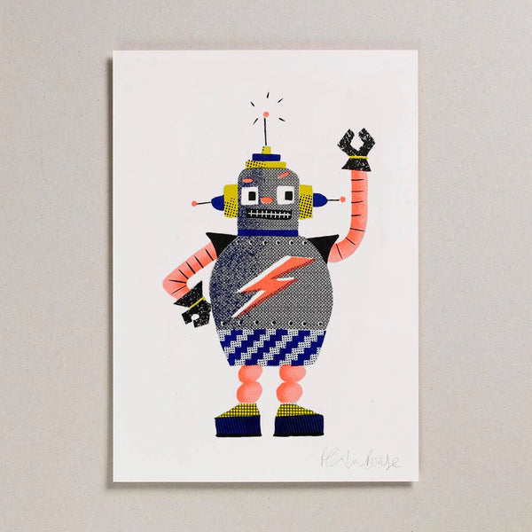 Petra Boase, Robot Zap A3 Risograph Art Print