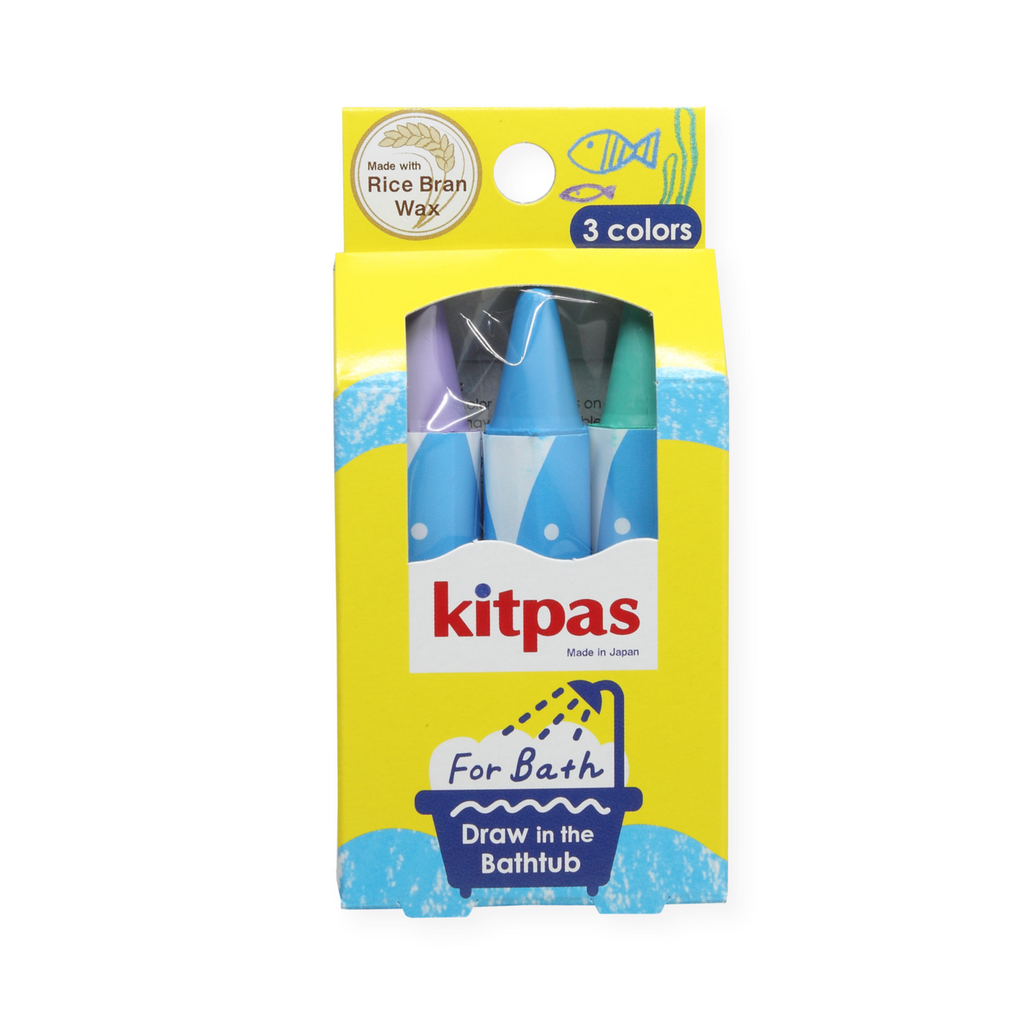 Kitpas, Rice Bran Wax Bath Crayons 3 Colour Set - Fish