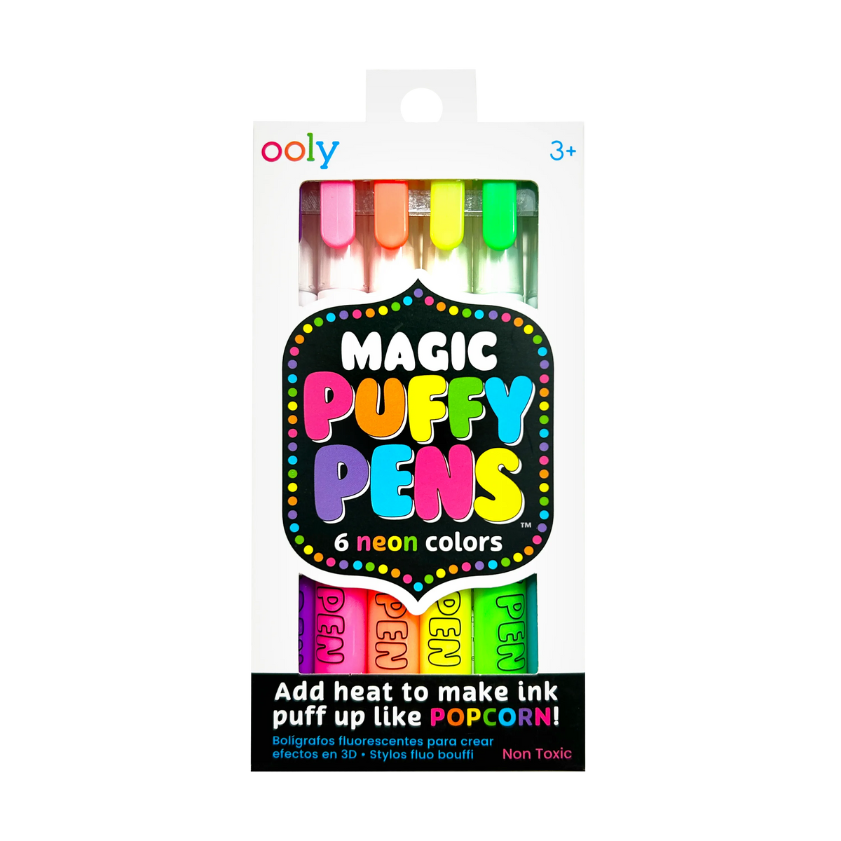 Ooly, Magic Puffy Neon Pens - Set of 6