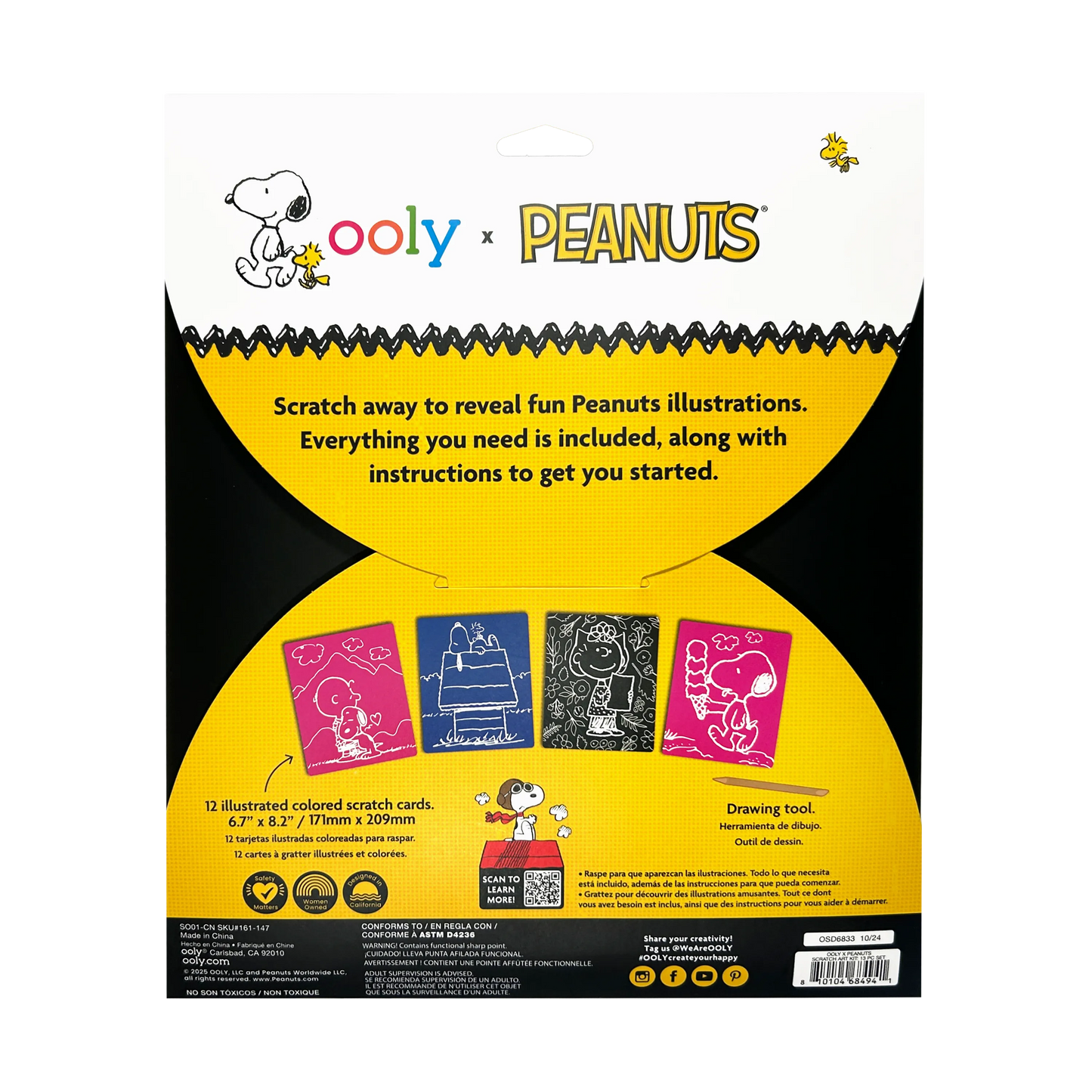 Ooly OOLY x Peanuts: Scratch Art Kit (13 PC Set)