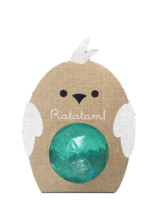 Ratatam! - 42mm green glitter bird bouncing ball