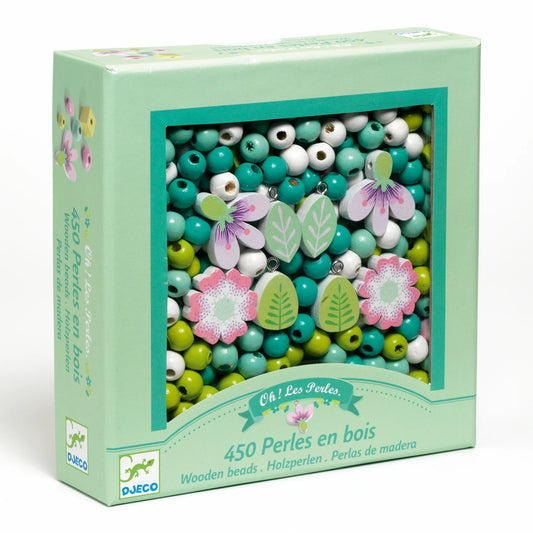Wooden Threading Beads: Flowers and Leaves