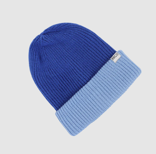 Thick Knit Dark and Light Blue Beanie