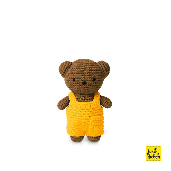 Handmade Crochet Boris Bear and his Yellow Overalls