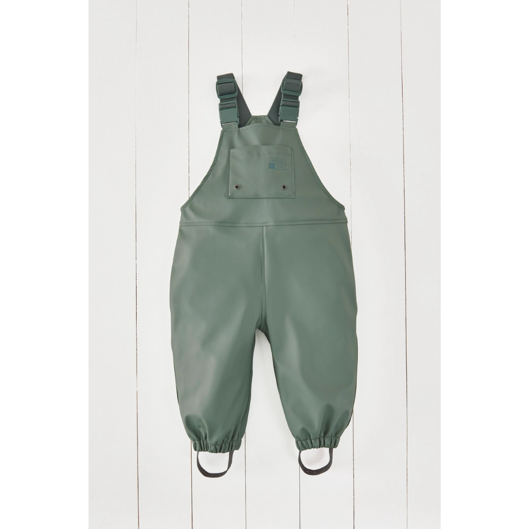 Grass + Air, Waterproof Rain Dungarees, Khaki