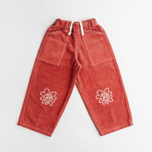 Dinky Circus, Rose Pink Wide-Leg Corduroy Pants