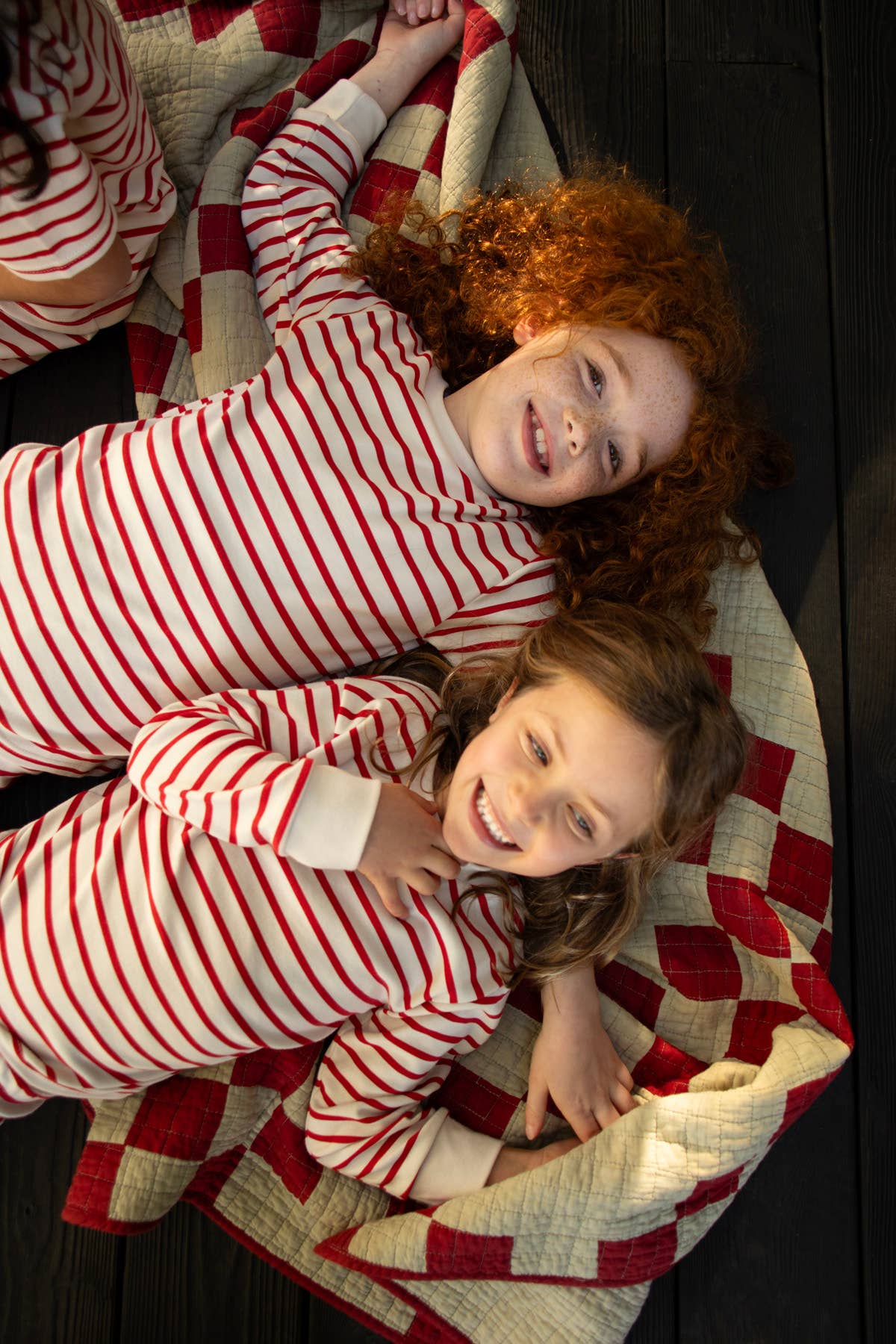 Sleepy Doe Organic Cotton Red and Oatmeal Breton Stripe Modern Christmas Pyjamas for Kids