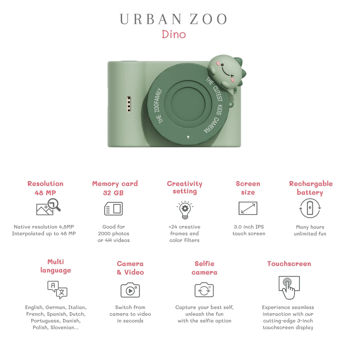 The ZooFamily, Urban Zoo Digital Camera for Older Kids, Dino