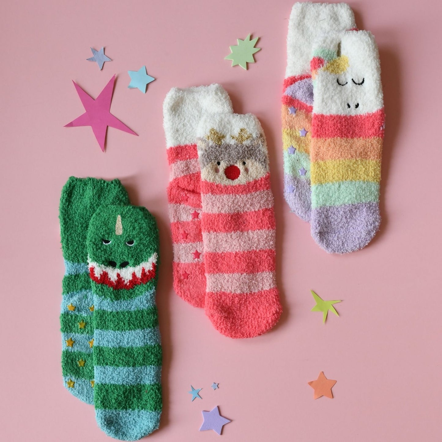 Reindeer Cosy Slipper Socks, 9-12 Jnr