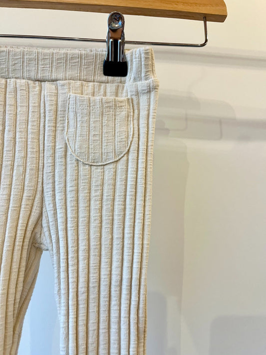 Preloved Zara, Cream Ribbed Flared Leggings, 18 - 24 Months