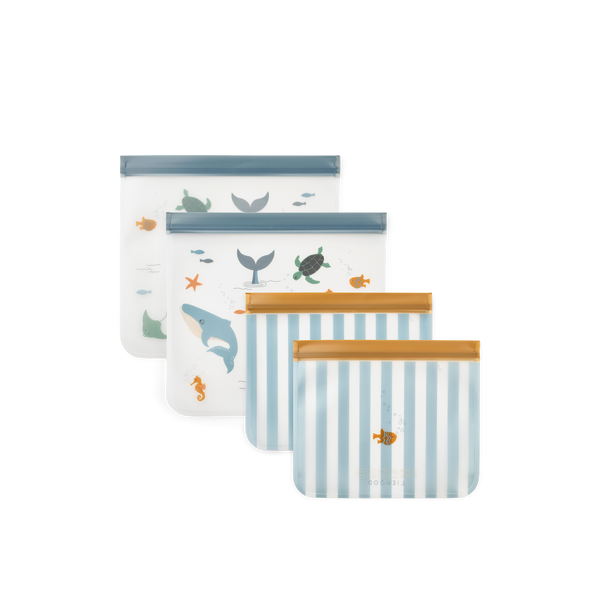 Sea Creature Rebus Reusable Food Bags 4-Pack