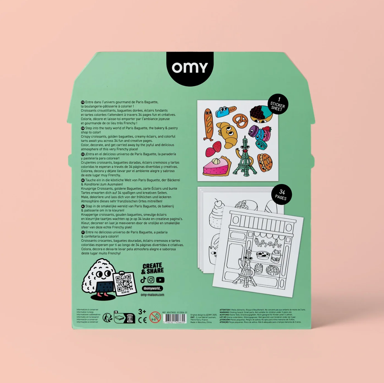 OMY, French Baguette Colouring & Sticker Book