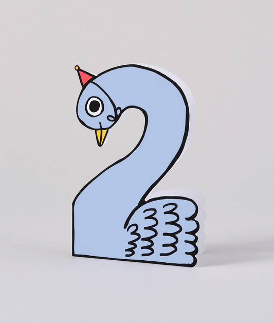 Swan Shaped Card 2nd Birthday Kid's Birthday Number Card
