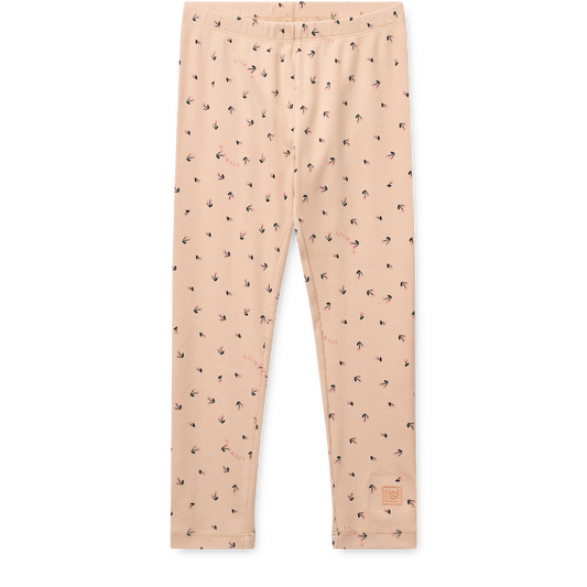 Liewood, Marien Ribbed Cotton Leggings in Mini Cherry Heart Print