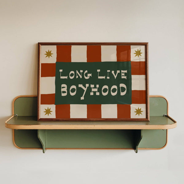 Lune Club - Long Live Boyhood Print: Rust & Green, Unframed, A3