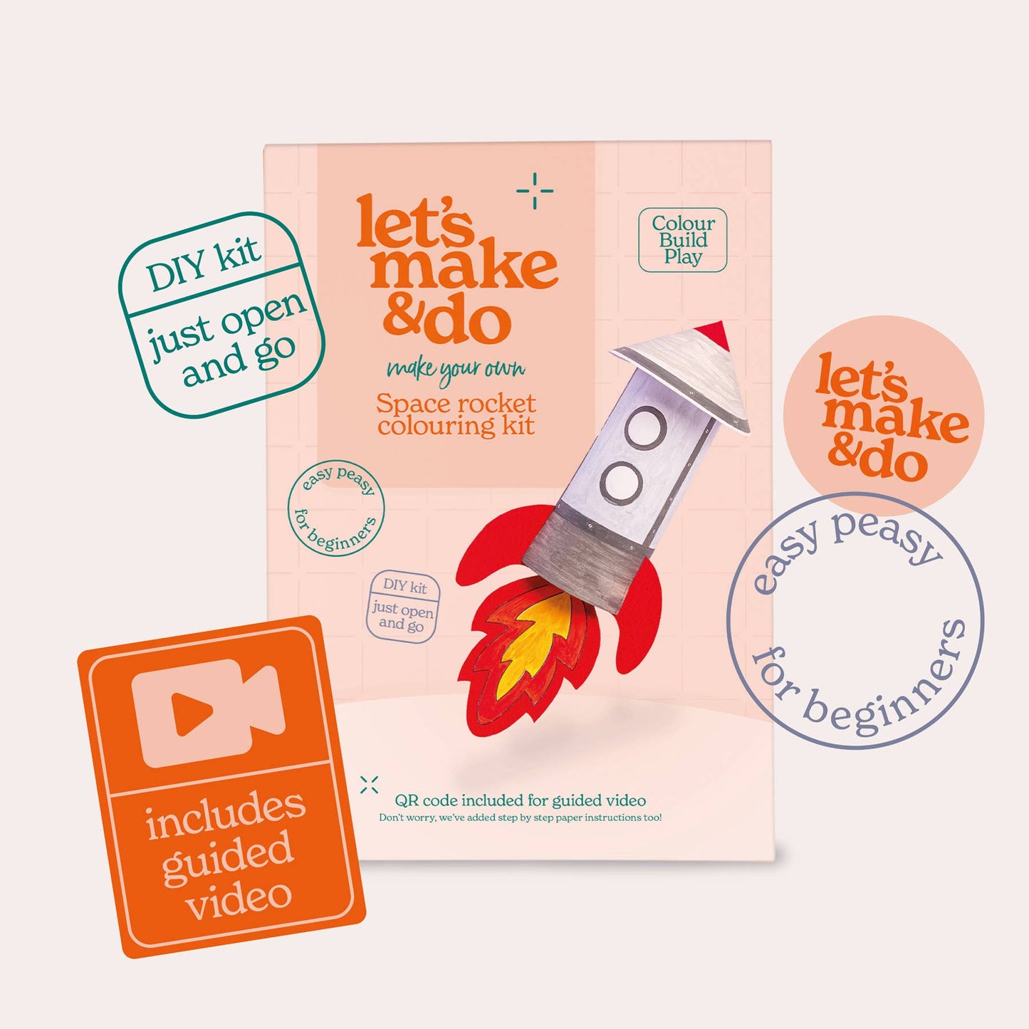 Let's Make & Do, Make Your Own Space Rocket 3D Kids Colouring Craft Kit