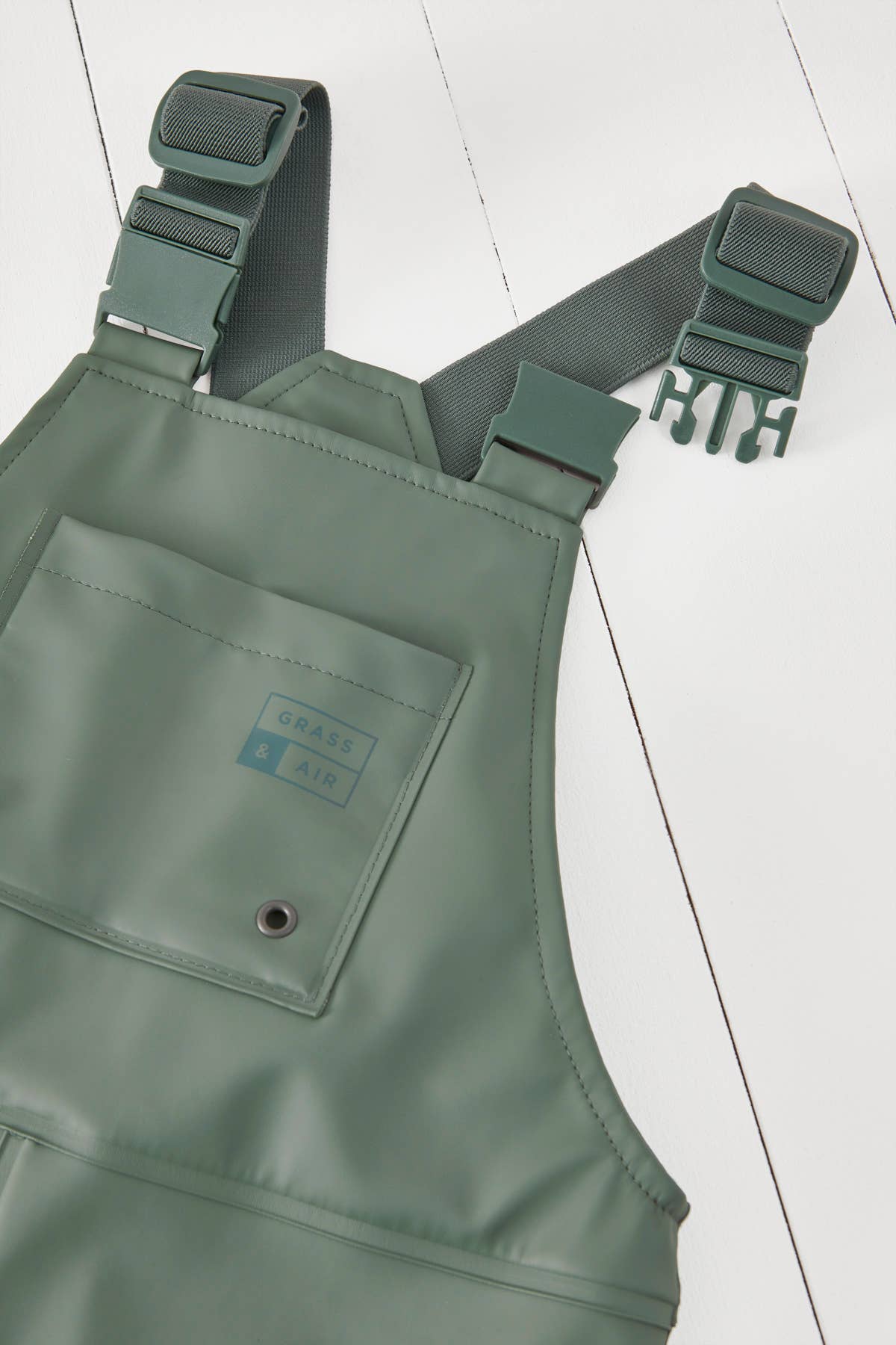 Grass + Air, Waterproof Rain Dungarees, Khaki