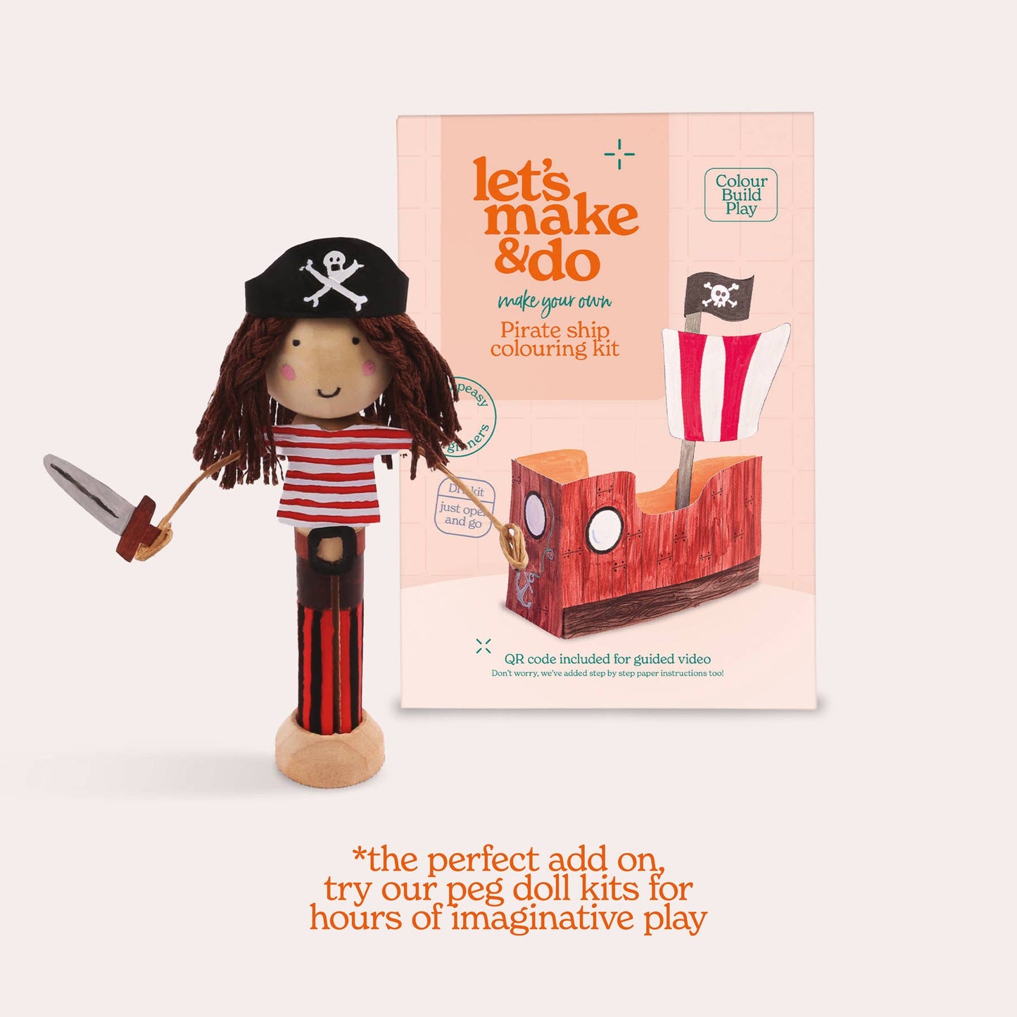 Let's Make & Do, Make Your Own Pirate Ship 3D Kids Colouring Craft Kit