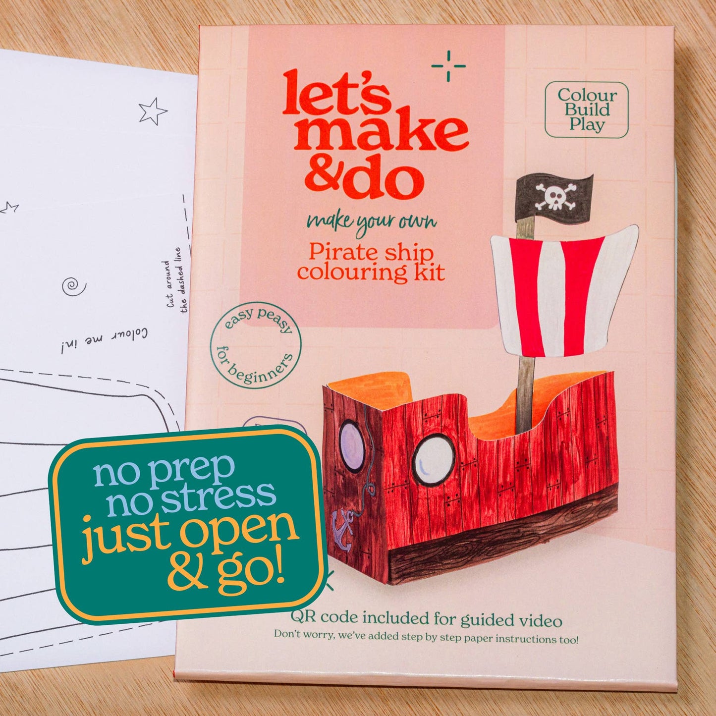 Let's Make & Do, Make Your Own Pirate Ship 3D Kids Colouring Craft Kit