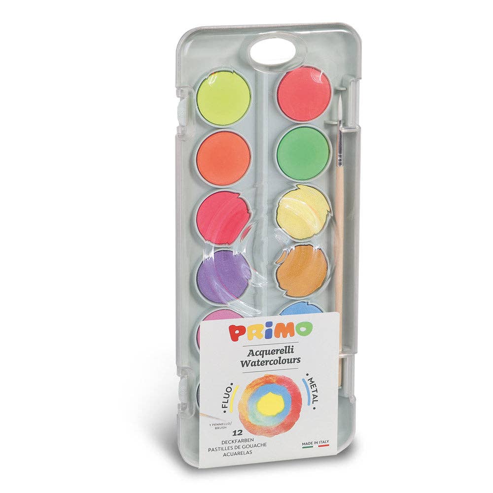 Primo, 12 Neon and Metallic Watercolour Paint Set