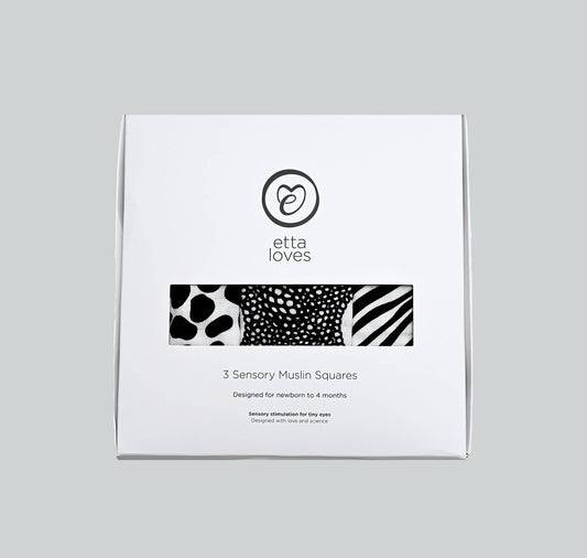 Set of Three Animal Print Sensory Muslin Squares