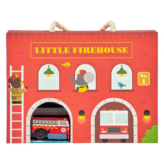 Petit Collage, Firehouse Wind Up and Go Playset