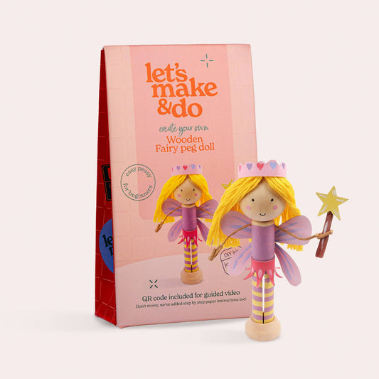 Let's Make & Do, Make Your Own Fairy Doll Craft Kit, Wooden Painting Gift Set