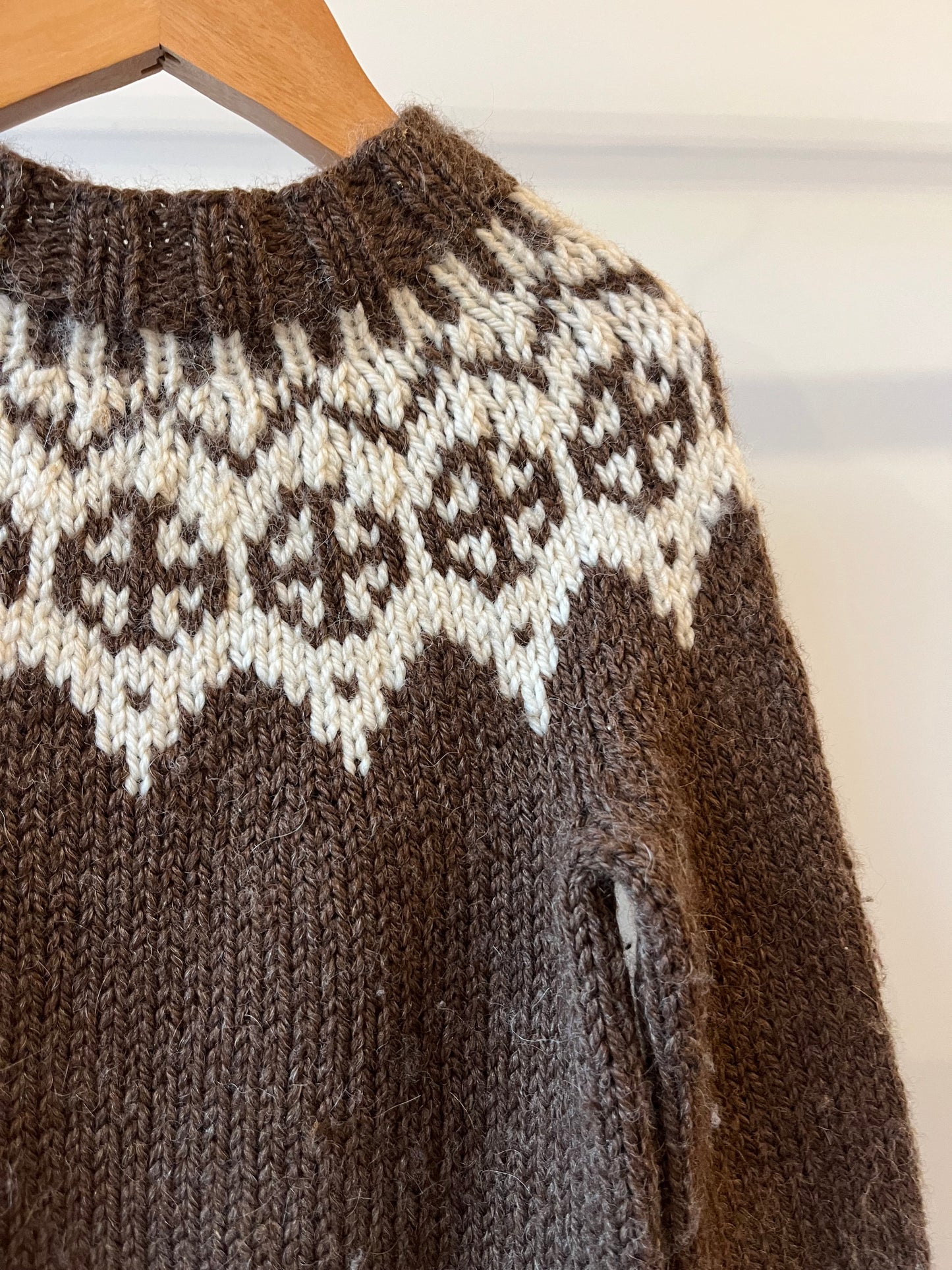 Preloved MorMor, Chocolate Brown and Cream Handknitted Jumper, 2 - 3 Years
