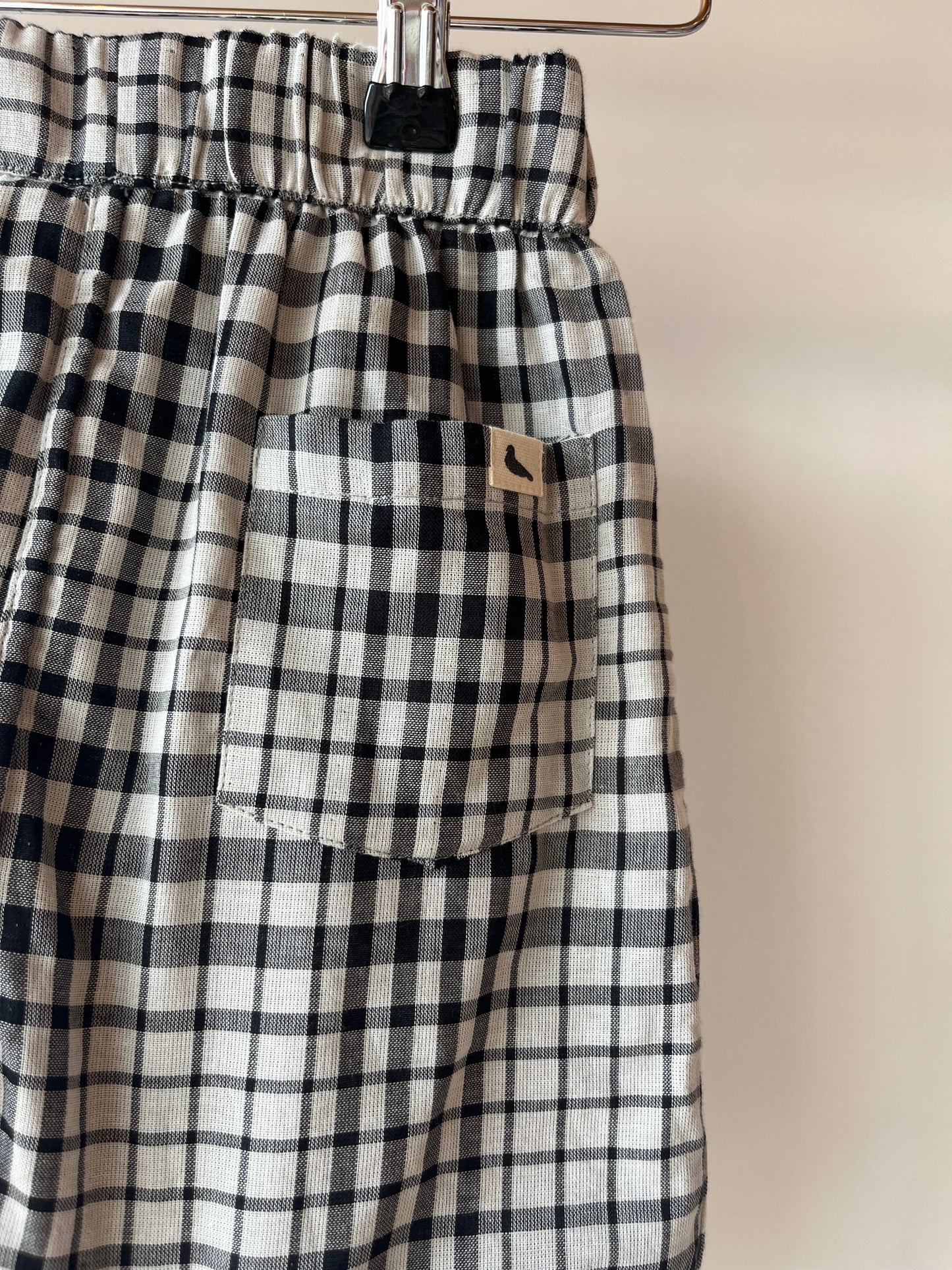 Preloved Turtledove, Black and White Checked Shorts, 5 - 6 Years