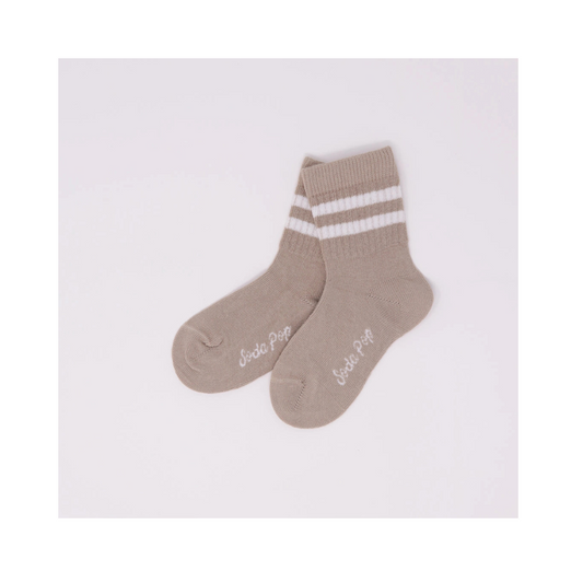 Warm Grey Vintage Sporty Socks for Kids
