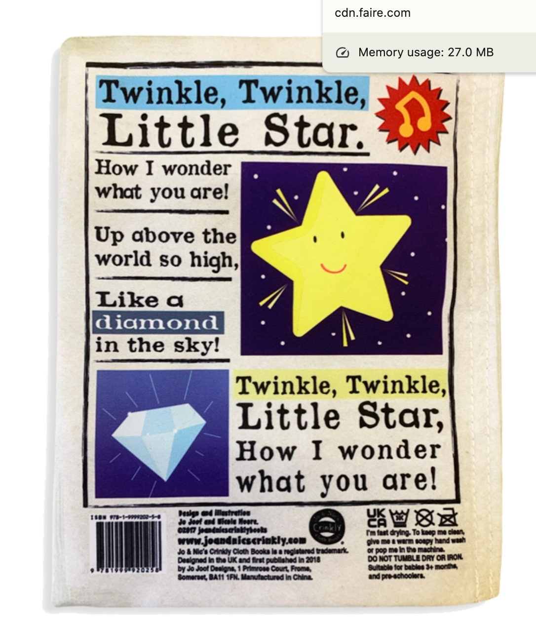 Jo + Nic's Crinkly Cloth Books, Classic Nursery Rhymes