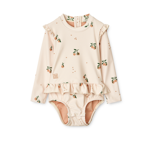 Liewood, Sille Baby Long Sleeve Swimsuit in Peach print