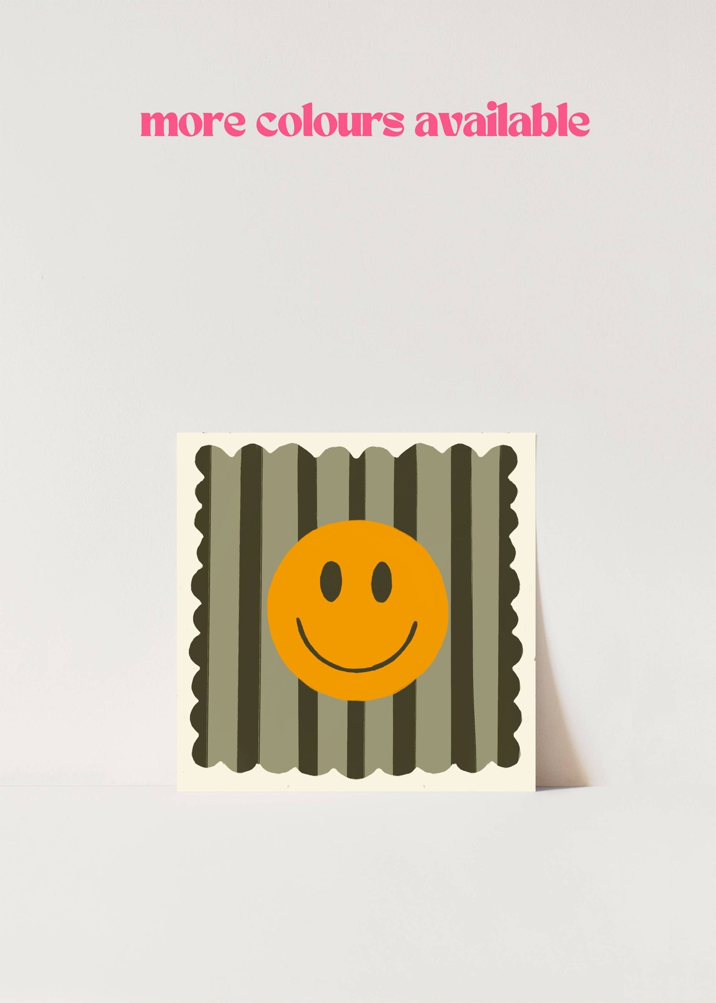 Kate Fox Design, Olive Stripe Smiley Large Square Print
