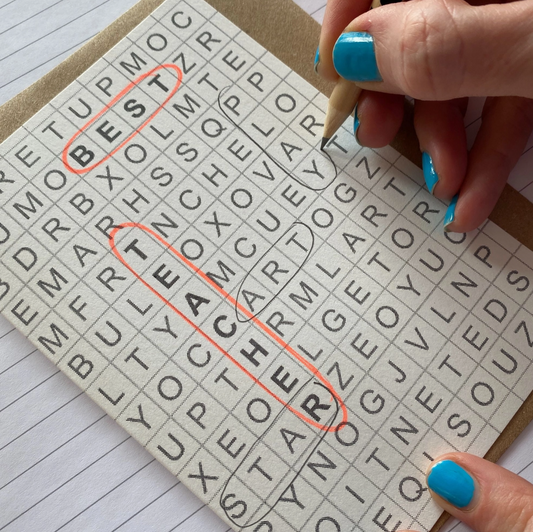 Best Teacher Cross-word Card