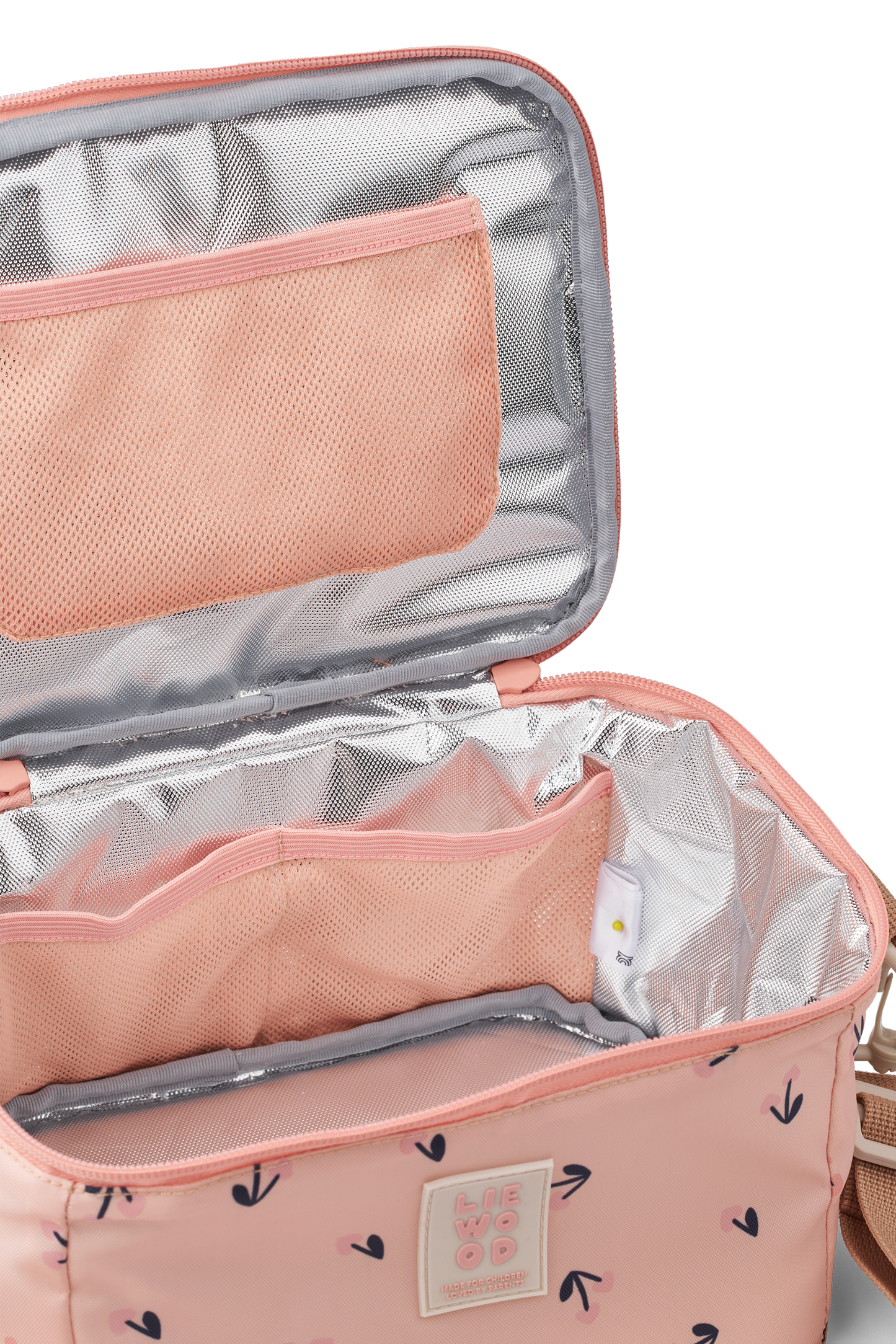 Liewood, Toby Medium Thermal Lunch Bag in Cherry Heart Print