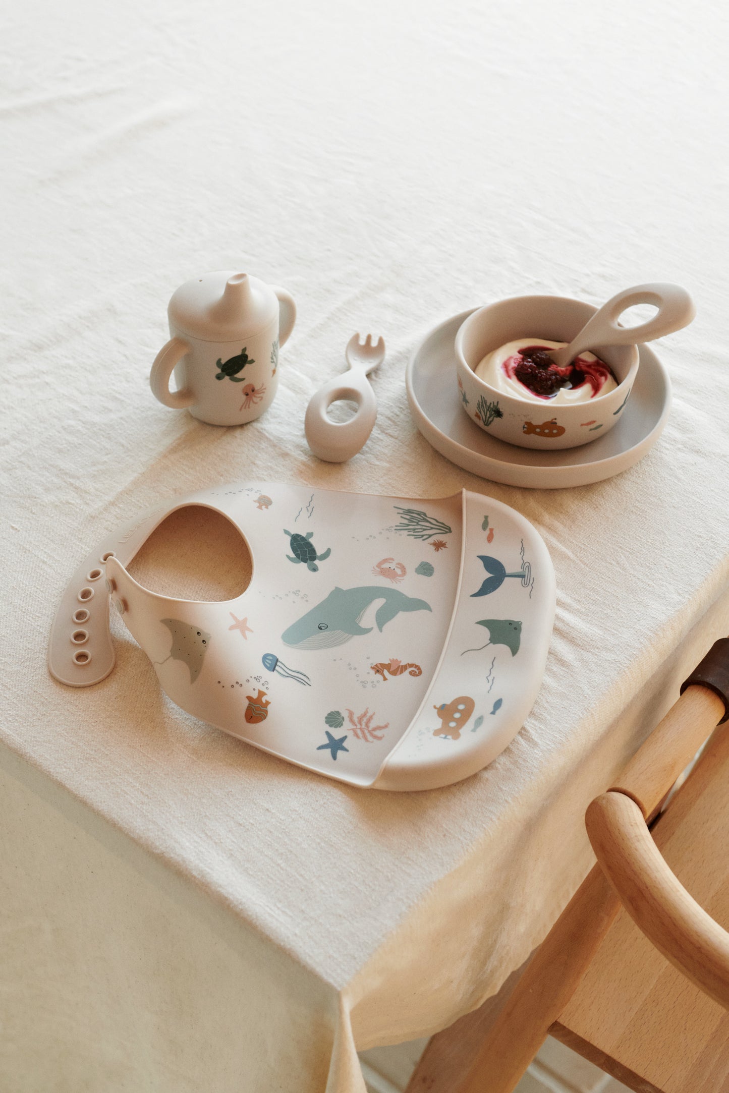 Liewood, Ryle Baby Tableware Set in Sea Creatures Print
